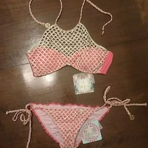 Luli Fama starfish wishes pink & gold bikini